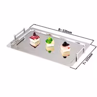(4 pcs) Serving Tray - Stainless Steel - 530x325mm - Height: 70mm - polished