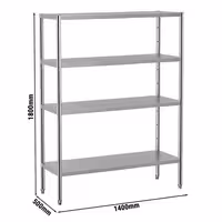 رفوف ستانلس ستيل ECO - 1400x500mm - عمق: 500 mm - 4 رفوف (قابلة للتعديل) - الحمولة: 280 kg