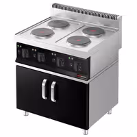 Električni štednjak - Linija 700 - 800x700x1000 mm - 12,8 kW - 4 ploče - samostojeći - zatvoreni ormarić s 2 vratima