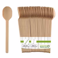(540 pcs) Reusable Spoon - 180mm - Natural