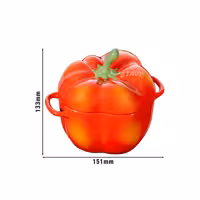 STAUB | CERAMIQUE - Cocotte - Paprikaform - Ø 110mm - Keramik - Orange-Röd
