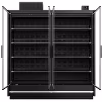 (2 pcs) Commercial multideck display fridge - 3750mm - 4 hinged glass doors & 5 shelves - Black