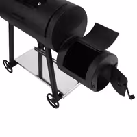 Compact Commercial Offset Smoker - Manual - with 1 Racks - 450x165mm - on Wheels - Black