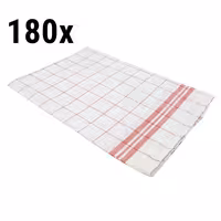 (180 unid) Pano para copos em Linho e algodão lavável a 95°C; resistente ao cloro - 65x65cm - Vermelho / Branco