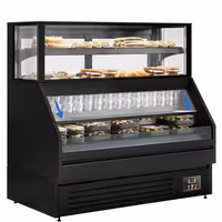 Comptoir vitrine réfrigérée Helsinki - 1500x800mm - 251L - 4 étagères - +2/+8°C - Portes coulissantes vitrées