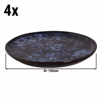 (4 adet) BAMA BLUE - Düz Tabak - Yuvarlak Düz - Steinzeug, Ø150mm, Mavi