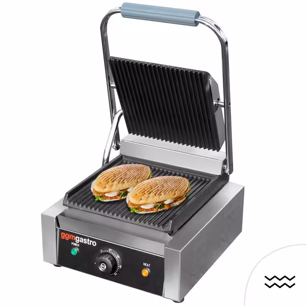 Grătar de contact / Grătar pentru hamburgeri - 2,2 kW - cu grătare sus și jos - Suprafață de gătit: 230x230 mm