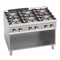 Plynový sporák - Se 6 hořáky - 44 kW