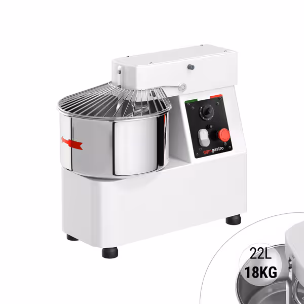 Spiralna miješalica za tijesto - 22 l / 18 kg - s fiksnom posudom - s mehaničkim timerom - 230 V - za pizzu i kruh