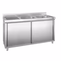 Sudoper s ormarićem PREMIUM - inox - 1800 x 600 mm - sa 2 korita - korita desno