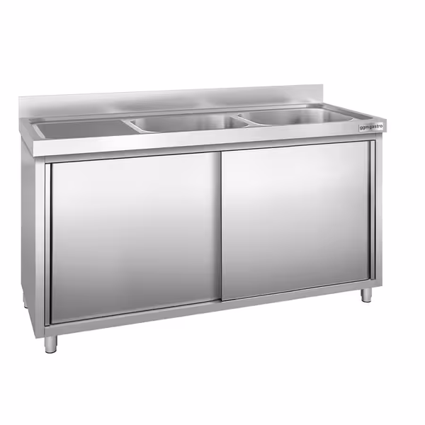 Sudoper s ormarićem PREMIUM - inox - 1800 x 600 mm - sa 2 korita - korita desno