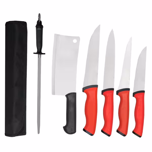 Set cuțite de bucătărie Duo Professional cu husă tip rulou - 6 piese