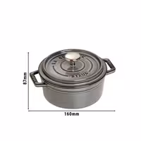 STAUB | Mini Cocotte Round Enamelled Cast Iron Casserole Dish – Ø 120 mm – Graphite Grey