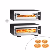 (2 pcs) Electric Deck Pizza Oven - Twin Deck - Refractory Stone Deck - 4+4 - Ø 30cm (12") - up to 450°C - Mechanical Controls