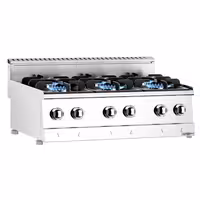 Fogão a gás - 19,6kW - 6 queimadores - com armário baixo - 3 portas