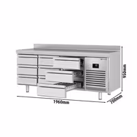 Commercial Counter Fridge PREMIUM PLUS - 1960x700mm - with 9 drawers [1/3] - with upstand - capacity 465 litres