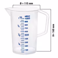 Mjerna čaša - Polipropilen (PP) - 1 l - s gradacijom po 100 ml
