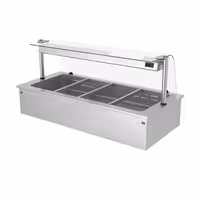 Banho-maria de encastre (drop-in) - 1500mm - 4x GN 1/1 - 2,92 kW - com protetor de vidro