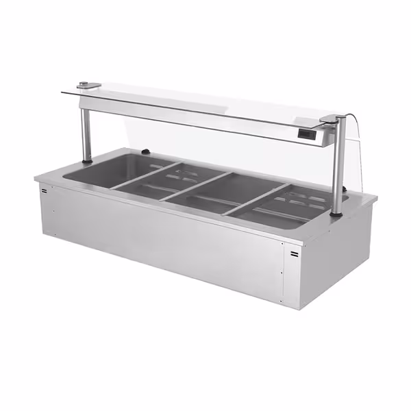 Sähkökäyttöinen vesihaude - 2,92 kW - 4x GN 1/1 - suojalasi
