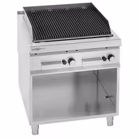 Barbacoa de gas de piedra volcánica - 18kW|800mm - De pie - Parrilla de hierro fundido - 900 fondo - 2 quemadores - incl. piedra volcánica, encendido piezoeléctrico - Acero inoxidable