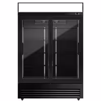 Commercial Beverage Display Fridge with Illuminated Canopy - 1295mm - 880 Litres - with 2 sliding glass doors - LED lighting - digital controller with temperature display - Black - Temperature range 2 to 8 °C