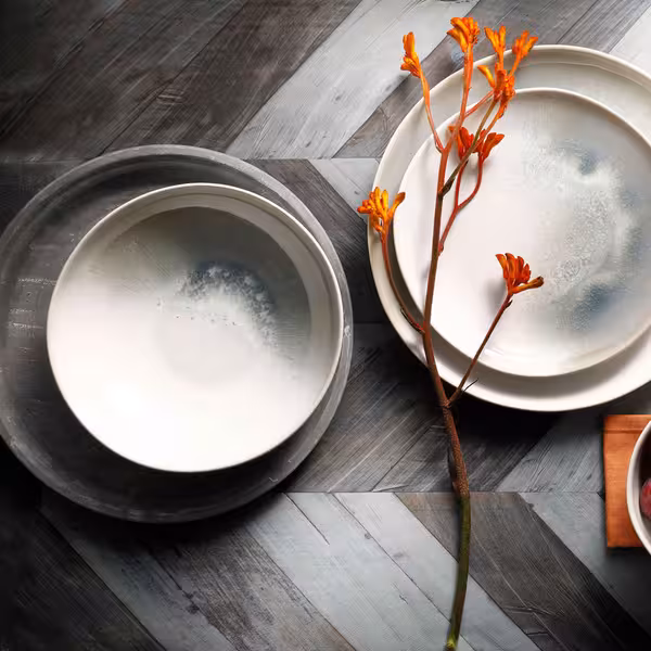 (12 pcs) Dessert Bowl - Nordic - Stoneware - 900ml - round - Ø 150mm - Green/White