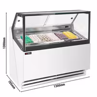 Ice Cream Display Freezer | THEO - 1300mm - Ventilated cooling - with LED lighting - for 6 x 5 litres Napoli pans - White