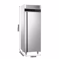 Commercial Upright Fridge Stainless steel PREMIUM - GN 2/1 - 700L - with 1 door - On castors - For UK