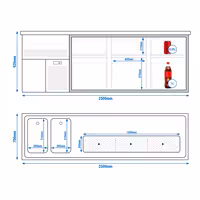 Direct Draw Beer Dispenser / Kegerator PREMIUM PLUS- 2500x700mm - with 6 drawers