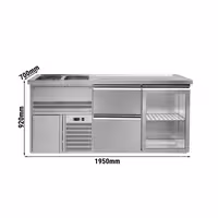 Pivski šank PREMIUM PLUS - 1950x700 mm - 1 Staklena vrata & 3 Ladice