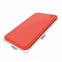 Daska za rezanje s utorom za sok HACCP - 250x400 mm - Debljina: 20 mm - polietilen (HDPE 500) - Crvena