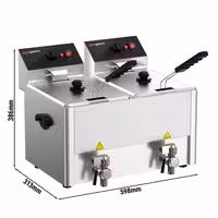 Električna friteza s dva korita - 8+8 L - 6,5 kW - s odvodnom slavinom - stolna