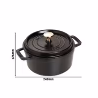 STAUB | Cocotte Round Enamelled Cast Iron Casserole Dish – Ø 180 mm – Black