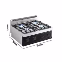Plinsko kuhalo - Linija 700 - 800x700x430 mm - 23 kW - 4 plamenika - nadpultni