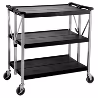 Cărucior de servire – pliabil – din plastic, 880 x 500 mm – cu 3 rafturi
