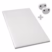 Neslīdošs griešanas dēlis - EN 600x400 mm - Biezums: 20 mm - HACCP atbilstošs - Polietilēns - Balts - Ar fiksatoriem