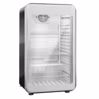 Commercial Mini Bar Refrigerator - 495mm - 113L - with 1 glass door & reversible hinges - Black/Silver - Double-glazed glass door