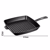 STAUB | Pure Grill Square Cast Iron Grill Pan – 30x30 cm - Black - Enamelled Interior