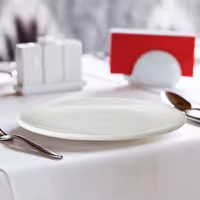 (6 pcs) LUX | Canapé Plate - flat - Porcelain - Ø160mm - Ivory