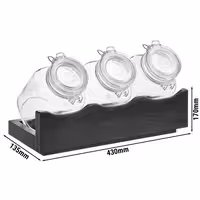 Reçellik Standı - GOOD MORNING - 4 parçalı set - Ahşap - Koyu Kahverengi - 430x170x135mm - dahil 3 Cam Bardak