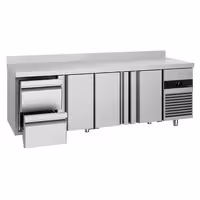 Commercial Counter Fridge PREMIUM - 2330x700mm - with 3 doors - 2 drawers - with upstand - capacity 632 litres