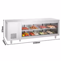Rashladni pult - 2330x700 mm - 632 l - Ventilirano hlađenje - s 4 vrata - s ostakljenom frontom