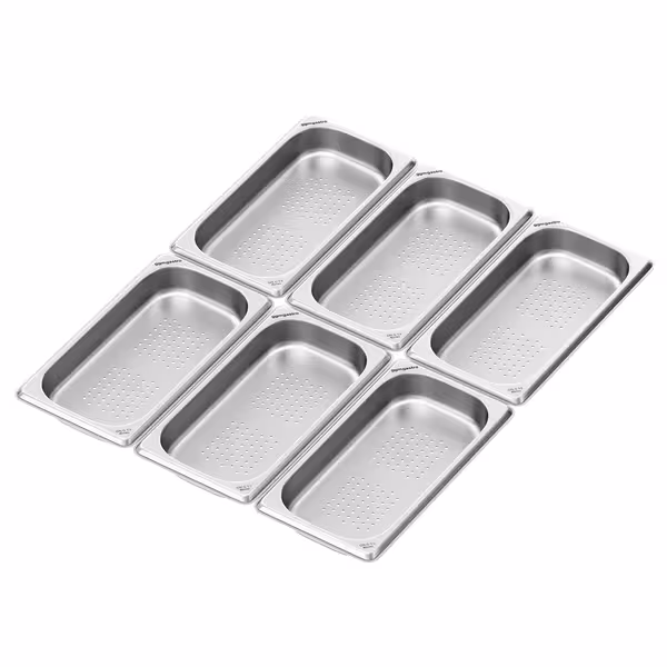 (6 szt.) Pojemnik GN 1/3 – perforowany – stal nierdzewna – wysokość: 40 mm