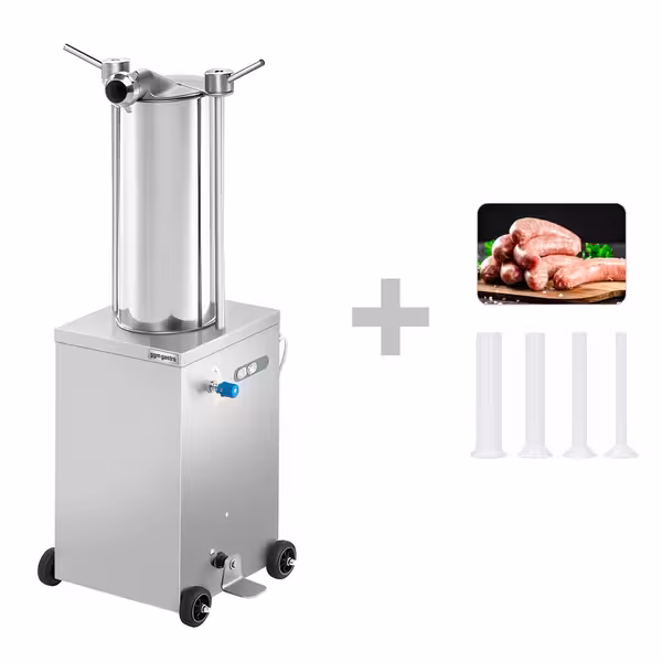Hidraulična punilica za kobasice - 15 l - 560 W - inox - uključuje 4 nastavaka za punjenje