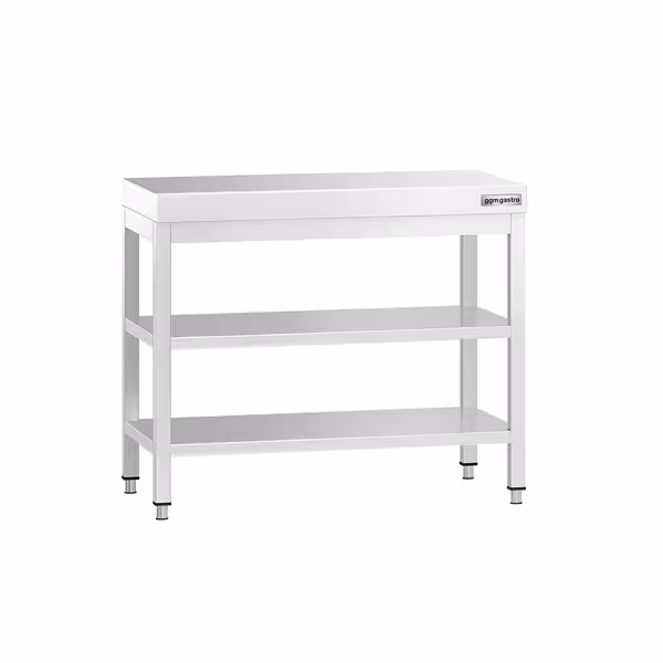 طاولة عمل ستانلس ستيل PREMIUM - 800x600mm - مع رف سفلي & رف وسطي & تدعيم