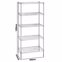 رفوف فولاذية - 900x450mm - عمق: 450 mm - 5 رفوف (قابلة للتعديل) - كروم - الحمولة: 180 kg