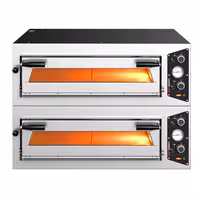 (2 pcs) Electric Deck Pizza Oven - Twin Deck - Refractory Stone Deck - 4+4 - Ø 30cm (12") - up to 450°C - Mechanical Controls