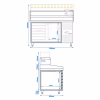 Stół chłodniczy do pizzy ECO – 1500 x 800 mm – z 1 drzwiami i 7 szufladami – z witryną nadstawną chłodniczą LED na 7x GN 1/4