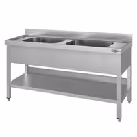 Sudoper ECO - 1400x600 mm - s donjom policom - s 2 koritima - korita sredina - inox