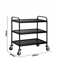 Serveringsvagn - 800x500 mm - med 3 hyllplan - svart